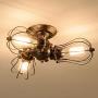 Vintage Ceiling Light Industrial Rotatable Semi-Flush Mount Ceiling Light Metal Lamp Fixtures Painted Finish; Moonkist (with 3 Light) (Bronze)