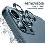 Hoerrye For Iphone 12 Pro Max Camera Lens Protector, Metal Full Cover + Tempered Glass Circle Screen Protection For Iphone 6.7 - Pacific Blue