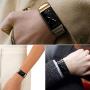 Shangpule Compatible for Fitbit Charge 3 / Fitbit Charge 4 / Fitbit Charge 3 SE Bands, Stainless Steel Metal Replacement Strap Wrist Band Compatible for Charge 3 Fitness Tracker Large Small (Black)