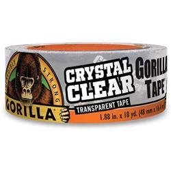 Gorilla Crystal Clear Duct Tape, 1.88” x 18 yd, Clear, (Pack of 1)