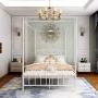 JURMERRY Full Size Metal Canopy Bed Frame with Ornate European Style Headboard & Footboard Sturdy Assembly All Parts Included (White, Full)