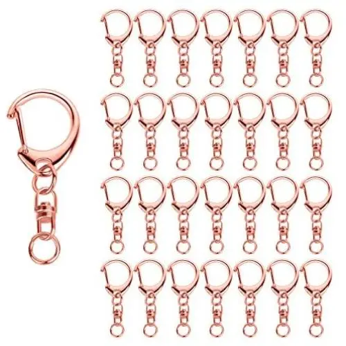 Roctee 50 Pcs Rose Gold Keychain, Spring Snap Key Ring with Chain and Jump Rings, Alloy DIY Key Chain Parts for Craft Hanging Buckle Charm Making Roctee 50 Pcs Rose Gold Keychain, Spring Snap Key Ring with Chain and Jump Rings, Alloy DIY Key Chain Parts for Craft Hanging Buckle Charm Making