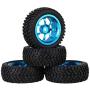 LAFEINA 1:10 RC Rally Car Tires Rubber Tires and Alloy Wheel Rims for Tamiya HSP HPI Kyosho 4WD 1:10 1:16 RC On Road Car Parts (Blue)
