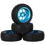 LAFEINA 1:10 RC Rally Car Tires Rubber Tires and Alloy Wheel Rims for Tamiya HSP HPI Kyosho 4WD 1:10 1:16 RC On Road Car Parts (Blue)