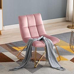 Duhome Velvet Accent Chair Retro Leisure Lounge Chair Mid Century Modern Chair Vanity Chair for Living Room Bedroom with Gold Metal Legs Salmon Pink 1 PCS