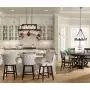 Eldrige Bronze Wood Pot Rack Linear Pendant Chandelier 36 1/2'' Wide Rustic Farmhouse Clear Seeed Glass 4-Light Fixture for Kitchen Island Dining Room - Franklin Iron Works Eldrige Bronze Wood Pot Rack Linear Pendant Chandelier 36 1/2'' Wide Rustic Farmhouse Clear Seeed Glass 4-Light Fixture for Kitchen Island Dining Room - Franklin Iron Works