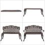 VINGLI 42.5'' Patio Garden Bench Outdoor Metal Rose Loveseat,Cast Iron Cast Aluminium Frame Antique Finish Park Chair,Accented Lawn Front Porch Path Yard Bronze Decor Deck Furniture for 2 Person Seat
