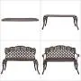 VINGLI 42.5'' Patio Garden Bench Outdoor Metal Rose Loveseat,Cast Iron Cast Aluminium Frame Antique Finish Park Chair,Accented Lawn Front Porch Path Yard Bronze Decor Deck Furniture for 2 Person Seat