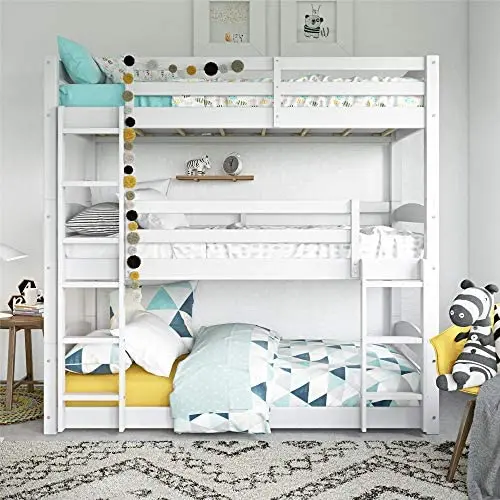Dorel Living Sierra Triple Floor Bunk Bed | White | DL7891TBBW model Dorel Living Sierra Triple Floor Bunk Bed | White | DL7891TBBW model