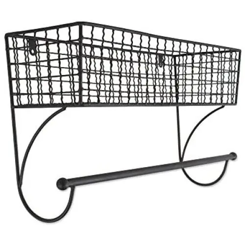 Home Traditions Z02225 Rustic Metal Wall Mount Shelf with Towel Bar, Large, Black Home Traditions Z02225 Rustic Metal Wall Mount Shelf with Towel Bar, Large, Black