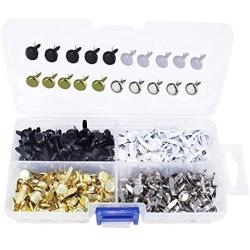 ARTCXC 1Box(400pcs) 4Colors 8mm Metal Brads Paper Fastener Brads for Scrapbooking Crafts Making DIY Art - Black,White,Goldren,Silver,Each Color 100Pcs