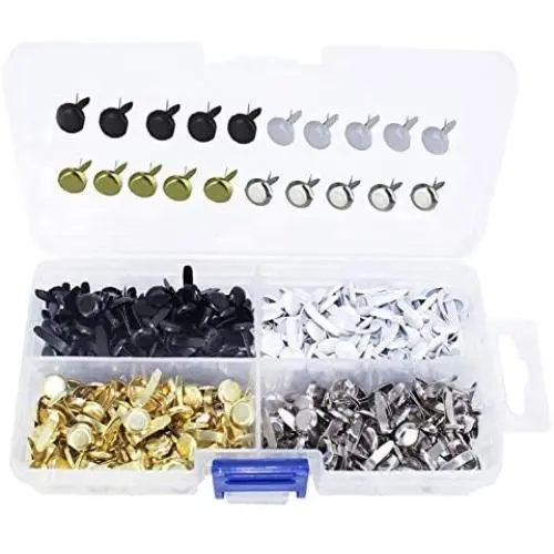 ARTCXC 1Box(400pcs) 4Colors 8mm Metal Brads Paper Fastener Brads for Scrapbooking Crafts Making DIY Art - Black,White,Goldren,Silver,Each Color 100Pcs ARTCXC 1Box(400pcs) 4Colors 8mm Metal Brads Paper Fastener Brads for Scrapbooking Crafts Making DIY Art - Black,White,Goldren,Silver,Each Color 100Pcs