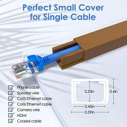 One-Cord Channel Cable Concealer - CMC-03 Cord Cover Wall Cable Management System - 125'' Cable Hider Raceway Kit for a Power Cord, Ethernet Cable, Speaker Wire - 8X L15.7in, W0.59in H0.4in, Brown