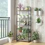 Homfa Bookshelf Rack 5 Tier Book Rack Bookcase Storage Organizer Modern Wood Look Accent Metal Frame Furniture Home Office, Vintage Gray