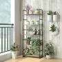 Homfa Bookshelf Rack 5 Tier Book Rack Bookcase Storage Organizer Modern Wood Look Accent Metal Frame Furniture Home Office, Vintage Gray