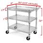 Seville Classics 3-Tier UltraDurable Commerical-Grade Heavy-Duty NSF-Certified Service Utility Storage Cart, 33.75'' W, Chrome