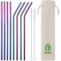 VEHHE Metal Straws Stainless Steel Straws 8 Set Reusable Drinking Rainbow Straws with Cleaning Brush for 20 OZ Tumblers(4 Straight + 4 Bent + 2 Brush)