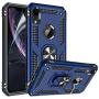 iPhone XR Case with HD Screen Protector, Gritup 360 Degree Rotating Metal Ring Holder Kickstand Armor Anti-Scratch Bracket Cover Case for Apple iPhone XR 6.1 inch Blue