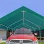 Peaktop Outdoor 10 x 20 ft Upgraded Heavy Duty Carport Car Canopy Portable Garage Tent Boat Shelter with Reinforced Triangular Beams and 4 Weight Bags,Green