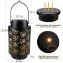 2 Pack Solar Lanterns Outdoor Hanging Retro Metal Landscape Lighting for Patio Yard Pathway Decorative, Crafted Garden Solar Lights Decor Indoor Long Lasting Performance Hollowed Out Pattern, Black