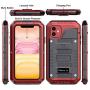 Beasyjoy iPhone 11 Case Waterproof Metal Case Heavy Duty Built-in Screen Full Body Protective Shockproof Dustproof Military Grade Rugged Defender Case Outdoor Case (Red)