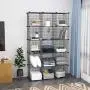 C&AHOME Wire Cube Storage, 16 Cube Storage Organizer, Metal Bookcase Bookshelf, Standing Shelf Units, Closet Cabinet for Home, Office, Kids Room, 48.4”L x 12.4”W x 48.4”H Black