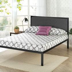 Zinus Korey 14'' Steel Platform Bed Frame with Upholstered Headboard and Wood Slat Support, Queen