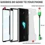 MME ASUS ROG 2 Phone Case Bumper Metal Luminous Rubber Corner Shockproof Full Body Protection with Tempered Glass Screen Protector and Anti-Scratch Carbon Fiber Skin Back (Black)