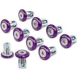 NRG Innovations FW-100PP 10PCs 20MM Wide Fender Washer + Bolt Kit (Rivets for Metal, Purple Washer, Silver Bolt)