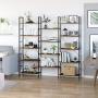 Homfa Triple Wide 5-Tier Bookcase, Large Etagere Bookshelf Industrial Open Storage Display Shelves Organizer, 68.5L x 11.8W x 68.1H Inches Solid Wood Book Shelf with Metal Frames for Home Office