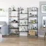 Homfa Triple Wide 5-Tier Bookcase, Large Etagere Bookshelf Industrial Open Storage Display Shelves Organizer, 68.5L x 11.8W x 68.1H Inches Solid Wood Book Shelf with Metal Frames for Home Office Homfa Triple Wide 5-Tier Bookcase, Large Etagere Bookshelf Industrial Open Storage Display Shelves Organizer, 68.5L x 11.8W x 68.1H Inches Solid Wood Book Shelf with Metal Frames for Home Office