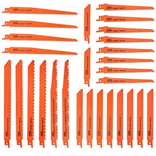 Luckyway 28-Piece Reciprocating Saw Blades Set, Sawzall Saw Blades Set, Pruner Saw Blades Set for Wood Metal Cutting