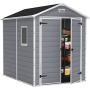 KETER Manor 6x8 Resin Outdoor Storage Shed Kit-Perfect to Store Patio Furniture, Garden Tools Bike Accessories, Beach Chairs and Lawn Mower, Grey & White