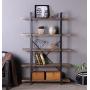 Homissue 5-Tier Bookcase, Vintage Industrial Wood and Metal Bookshelves for Home and Office Organizer, Retro Brown