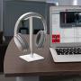 Headphone Stand Headset Holder New Bee Earphone Stand with Aluminum Supporting Bar Flexible Headrest ABS Solid Base for All Headphones Size (White)
