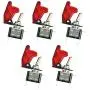 ESUPPORT Car Red Cover Red LED Light Rokcer Toggle Switch SPST ON Off Pack of 5