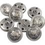 14 Piece Vintage Antique Brass (Bronze) Metal Blazer Button Set - Vine Crest - for Blazer, Suits, Sport Coat, Uniform, Jacket (Antique Dark Silver)15mm 20mm