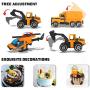 Joyfia 11 in 1 Die-cast Construction Truck Vehicle Car Toy Set Play Vehicles in Carrier Truck, Alloy Metal Car Model Excavator Dumper Bulldozer Road Roller for Kids Boys Girls