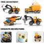 Joyfia 11 in 1 Die-cast Construction Truck Vehicle Car Toy Set Play Vehicles in Carrier Truck, Alloy Metal Car Model Excavator Dumper Bulldozer Road Roller for Kids Boys Girls