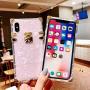 KAPADSON for iPhone X/XS 5.8'' Case,Luxury Clear Shell Crystal Square Metallic Corner Fashion Soft Cover -Pink