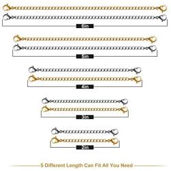 Necklace Extenders, 10Pcs Stainless Steel Gold Silver Necklace Bracelet Anklet Extension Chains with Lobster Clasps and Closures for Jewelry Making