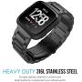MoKo Watch Band Compatible with Fitbit Versa/Versa 2/Versa lite Edition/Versa Special Edition, Women Men Premium Stainless Steel Metal Replacement Bracelet Strap - Black
