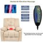 oneinmil Electric Power Lift Recliner Chair, Linen Recliners for Elderly, Home Sofa Chairs with Heat & Massage, Remote Control, 3 Positions, 2 Side Pockets and USB Ports, Light Camel