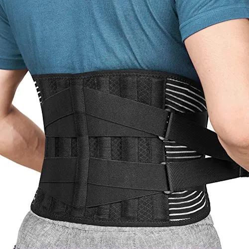Freetoo Back Braces for Lower Back Pain Relief with 6 Stays, Breathable Back Support Belt for Men/Women for work , Anti-skid lumbar support belt with 16-hole Mesh for sciatica(M)