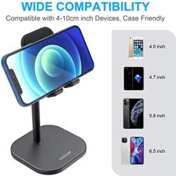 Cell Phone Stand for Desk, HORUMP Angle Height Adjustable Phone Holder Stand for Desk, Compatible with iPhone, Kindle, All Mobile Phones