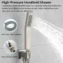 CHING Shower System Brushed Nickel Wall Mounted Shower Faucet Set with Waterfall Tub Spout and 10 Inch Rain Shower Head Rain Mixer Shower Faucet Combo Set All Metal (Brushed Nickel 10 Inch)