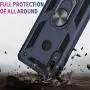 Suordii for Galaxy A01 Case with HD Screen Protector 360 Metal Rotating Ring Kickstand Holder Magnetic Car Mount Armor Heavy Duty Shockproof Case for Samsung Galaxy A01 - Blue