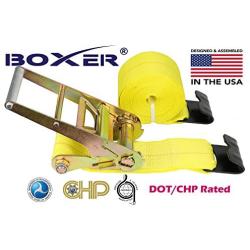 (4) Boxer DOT 4'' X 30 Ratchet Straps W/Flat Hooks Flatbed Truck Trailer Tie Down 5400 LB US Made