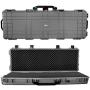 Eylar 44 Inch Protective Roller Tactical Rifle Hard Case with Foam, Mil-Spec Waterproof & Crushproof, Two Rifles Or Multiple Guns, Pressure Valve with Lockable Fittings Gray