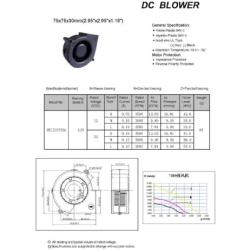 Fugetek 12V DC Brushless Blower Cooling Fan, HT-07530D12, 75x75x30mm, 2pin, Dual Ball Bearing, Computer Fan, Multi Use, Black, US Support